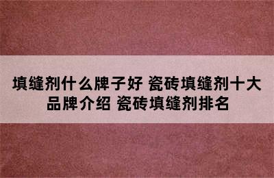 填缝剂什么牌子好 瓷砖填缝剂十大品牌介绍 瓷砖填缝剂排名